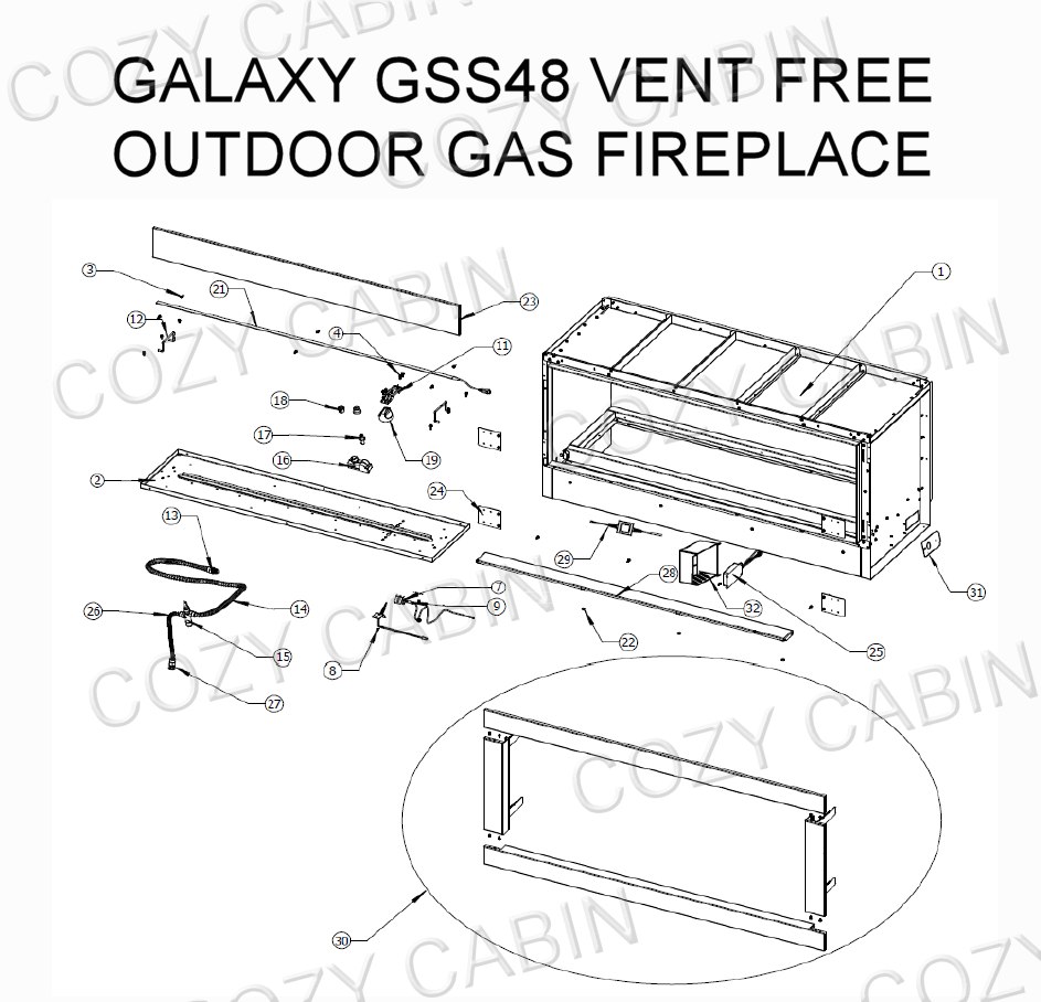 Galaxy Vent Free Outdoor Gas Fireplace (GSS48) #GSS48